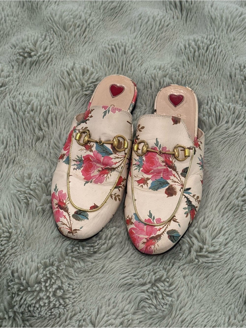 Gucci Women's Princetown Floral Leather Mules - Picture 2 of 4